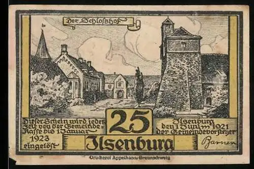 Notgeld Ilsenburg 1921, 25 Pfennig, Blick in den Schlosshof