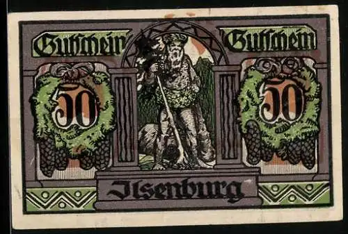 Notgeld Ilsenburg 1921, 50 Pfennig, Schloss und Klosterkirche