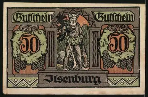 Notgeld Ilsenburg 1921, 50 Pfennig, Klosterkirche und Schloss