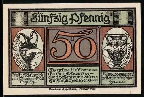 Notgeld Ilsenburg 1921, 50 Pfennig, Tiere im Tal