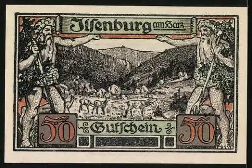 Notgeld Ilsenburg 1921, 50 Pfennig, Tiere im Tal