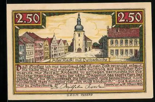 Notgeld Insterburg, 2,50 Mark, Alter Markt mit Lutherkirche