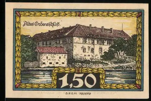 Notgeld Insterburg, 1,50 Mark, Altes Ordensschloss