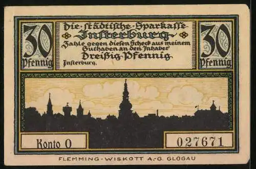 Notgeld Insterburg, 50 Pfennig, Burghof mit Peinturm 1336