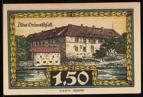 Notgeld Insterburg, 1,50 Mark, Das Alte Ordensschloss