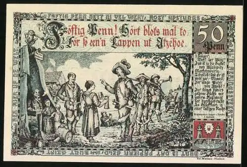 Notgeld Itzehoe 1920, 50 Pfennig, Soldaten im Camp
