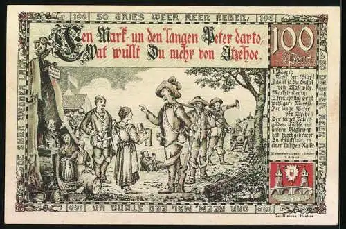 Notgeld Itzehoe 1920, 1 Mark, Die Soldaten im Camp