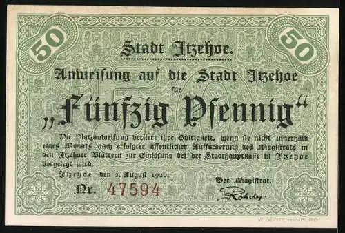 Notgeld Itzehoe 1920, 50 Pfennig, Die Soldaten im Camp