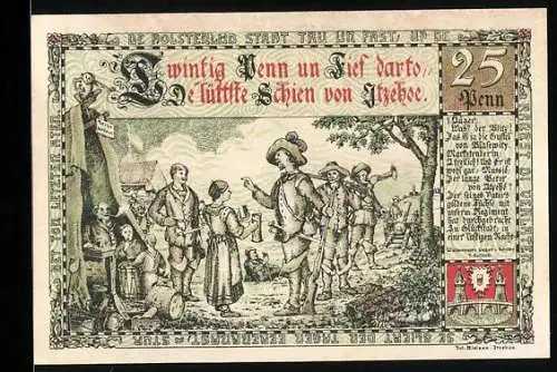 Notgeld Itzehoe 1920, 25 Pfennig, Die Soldaten im Camp