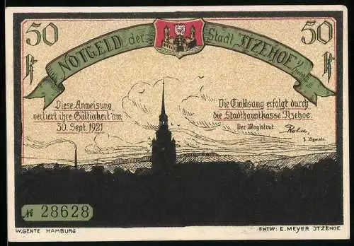 Notgeld Itzehoe i. Holst., 50 Pfennig, Waldhaus 1838