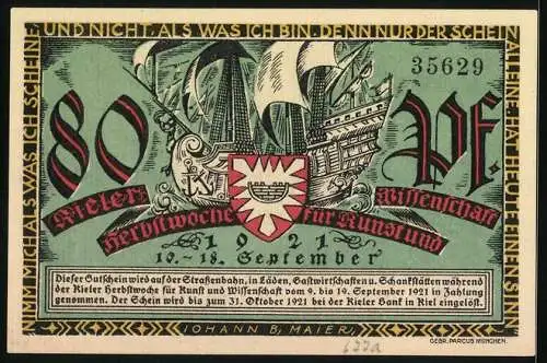 Notgeld Kiel 1921, 80 Pfennig, Herbstwoche für Kunst und Wissenschaft, Der Kieler Umschlag