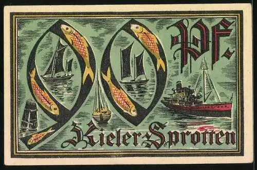 Notgeld Kiel 1921, 90 Pfennig, Herbstwoche für Kunst und Wissenschaft, Kieler Sprotten