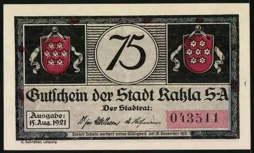 Notgeld Kahla /S.-A. 1921, 75 Pfennig, Muck und seine Schar