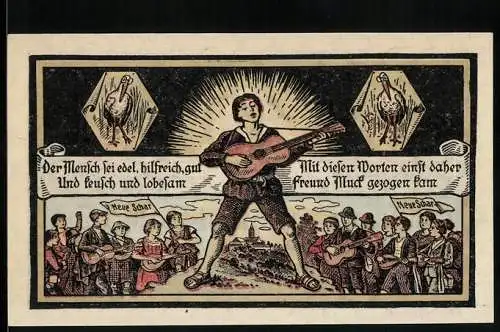 Notgeld Kahla /S.-A. 1921, 50 Pfennig, Muck mit seiner Gitarre