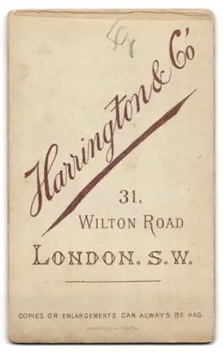 Fotografie Harrington & Co., London, 31, Wilton Road, Bürgerliche Dame mit Kragenbrosche