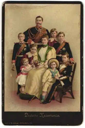 Fotografie Lithographie Fotograf unbekannt, Görkersdorf, Kaiserfamilie, Kasie Wilhelm II, Auguste Victoria, Kinder