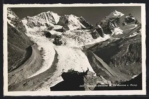 AK Tschierva-Gletscher mit Piz Bernina und Roseg.