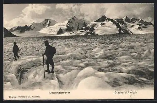 AK Zwei Bergsteiger am Aletschgletscher