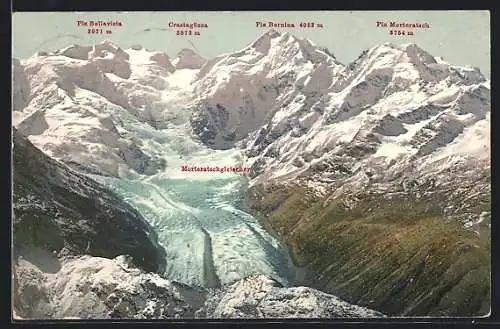 AK Morteratschgletscher und Berninagruppe von Piz Languard aus gesehen