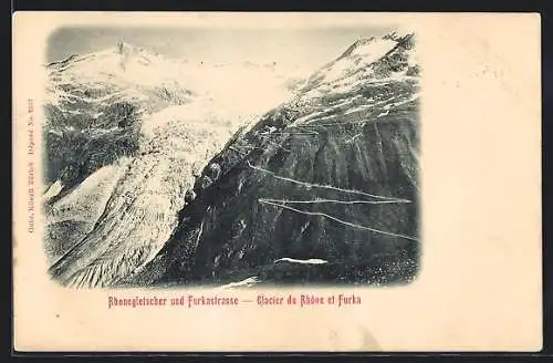 AK Rhonegletscher und Furkastrasse