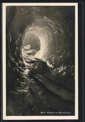 AK Eisgrotte im Rhonegletscher, Grottenausgang