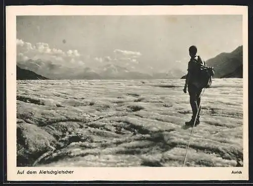 AK Bergsteiger auf dem Aletschgletscher