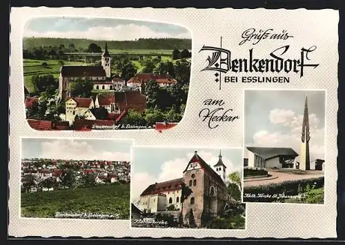 AK Denkendorf bei Esslingen, Klosterkirche, Kath. Kirche und St. Johannes