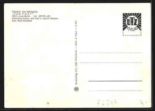 AK Lorch /Württ., Gasthof und Metzgerei Zur Post, Bes. Paul Knödler