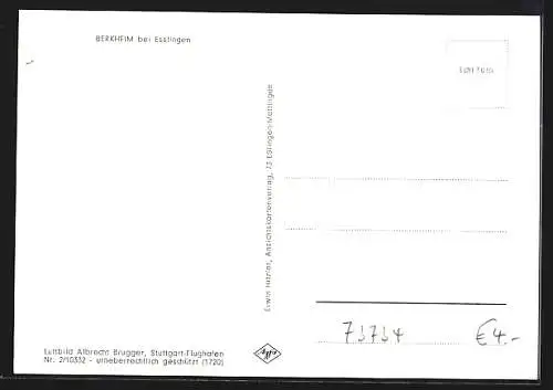AK Berkheim bei Esslingen, Ortsansicht vom Flugzeug aus