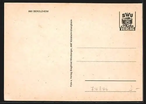 AK Berolzheim, Autobahnabschnitt, Kirche, Ortsansicht