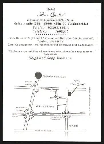 AK Köln-Wahnheide, Hotel zur Quelle, Heidestrasse 246