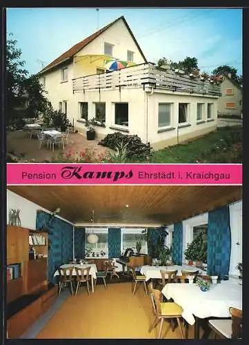 AK Ehrstädt i. Kraichgau, Hotel-Pension Kamps mit Café-Restaurant