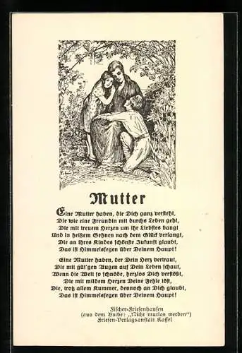 AK Kinder umarmen ihre Mutter, Muttertag, Gedicht