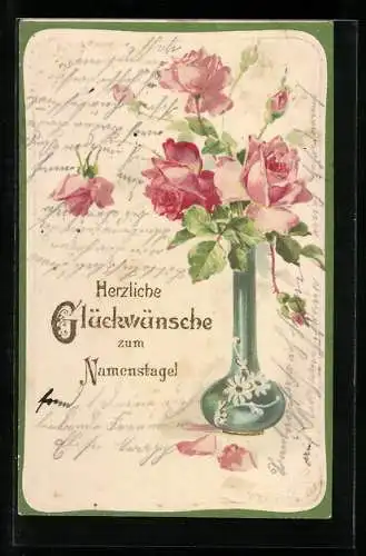 Präge-AK Rosenstrauss zum Namenstag