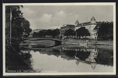 AK Heilbronn a. N.,  Haus mit Neckarbrücke