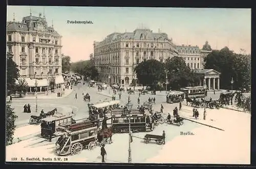 AK Berlin-Tiergarten, Potsdamerplatz mit Strassenbahn