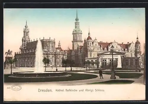 AK Dresden, Katholische Hofkirche und Königliches Schloss