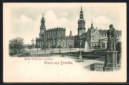 AK Dresden, Katholische Hofkirche und Schloss