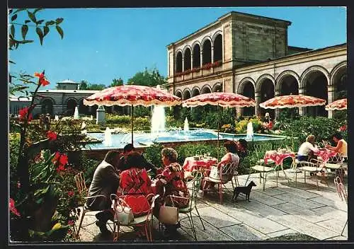 AK Bad Kissingen, Wasserspiel und Café im Kurpark