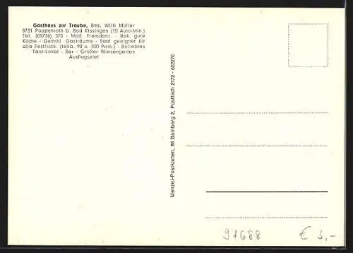 AK Poppenroth b. Bad Kissingen, Gasthaus zur Traube, Bes. Willi Müller