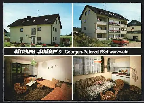 AK St. Georgen-Peterzell / Schwarzwald, Gästehaus Schäfer, Mühlwiesenstr. 20