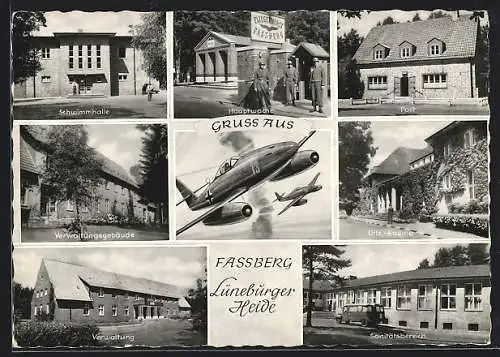 AK Fassberg /Lüneburger Heide, Offz.-Kasino, Kaserne, Flugzeug