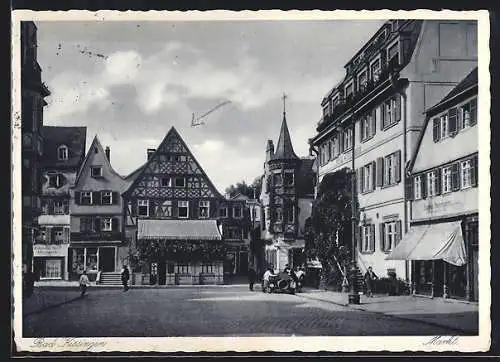 AK Bad Kissingen, Hotel Wittelsbach und Geschäfte am Markt