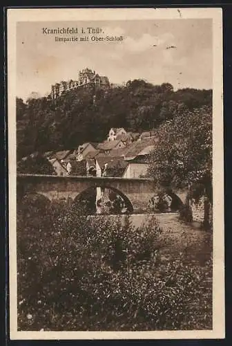 AK Kranichfeld, Ilmpartie mit Ober-Schloss