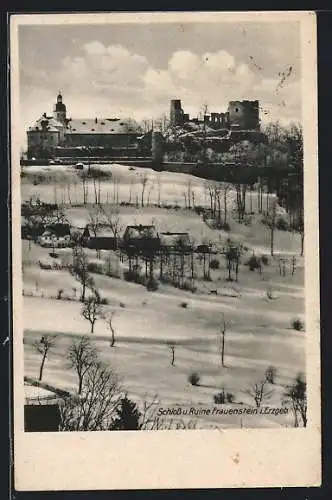 AK Frauenstein i. Erzgeb., Schloss und Ruine im Winter