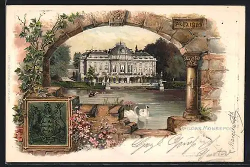 Passepartout-Lithographie Ludwigsburg / Württemberg, Schloss Monrepos