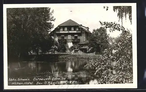 AK Ostrau /Sächs. Schweiz, Höhen-Hotel Ostrauer Scheibe O. Rämisch