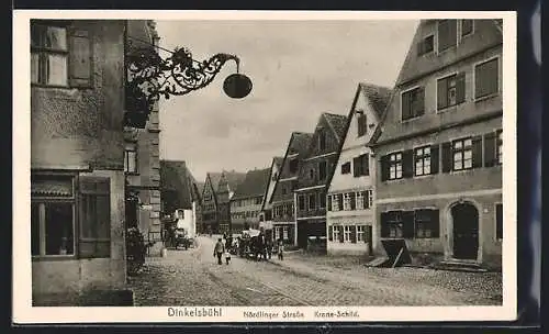 AK Dinkelsbühl, Krone-Schild in der Nördlinger Strasse