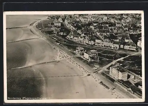 AK Norderney, Flugzeugaufnahme des Strandes