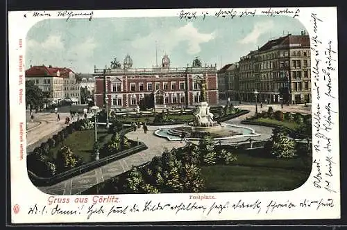 AK Görlitz, Blick über den Postplatz